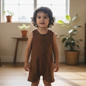 NWT KIDWILD Terry Cloth Romper Brown 4/5Y